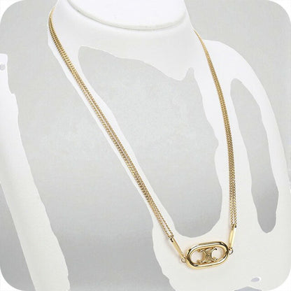 中古 セリーヌ ネックレス レディース ブランド CELINE トリオンフ 46S896BRA ゴールド アクセサリー USDCE98688011