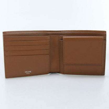 中古 セリーヌ 二折財布 メンズ ブランド CELINE トリオンフキャンバス バイフォールドウォレット レザー 10C87 ホワイト 財布 USDCE98901011