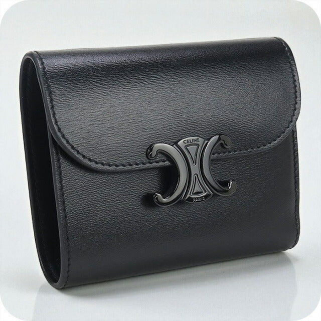 中古 セリーヌ 三折財布 レディース ブランド CELINE スモール フラップウォレット 10D78 3DPV ブラック 財布 USDCE99142011