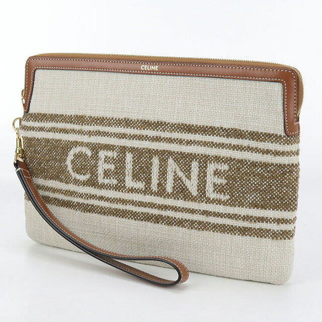 中古 セリーヌ クラッチバッグ レディース ブランド CELINE ストラップ付きスモールポーチ 10J502FAI ベージュ バッグ USDCE99333011