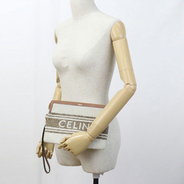 中古 セリーヌ クラッチバッグ レディース ブランド CELINE ストラップ付きスモールポーチ 10J502FAI ベージュ バッグ USDCE99333011