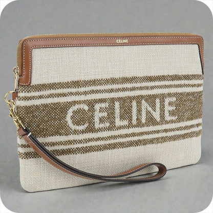 中古 セリーヌ クラッチバッグ レディース ブランド CELINE ストラップ付きスモールポーチ 10J502FAI ベージュ バッグ USDCE99333011