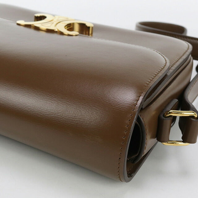 二手 Celine 斜挎单肩包 女士品牌 CELINE Triomphe 经典皮革 18736 3BF4 棕色包 USDCE99788011