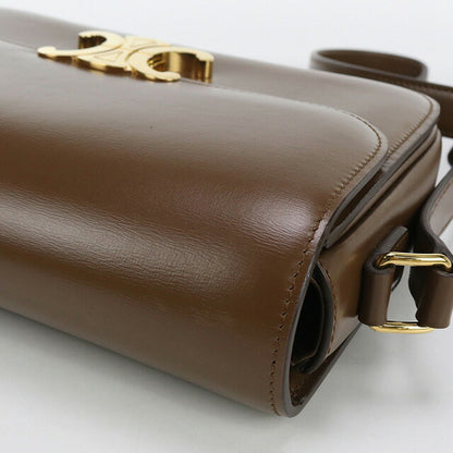 二手 Celine 斜挎单肩包 女士品牌 CELINE Triomphe 经典皮革 18736 3BF4 棕色包 USDCE99788011