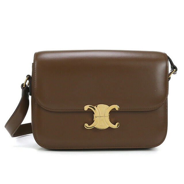 二手 Celine 斜挎单肩包 女士品牌 CELINE Triomphe 经典皮革 18736 3BF4 棕色包 USDCE99788011