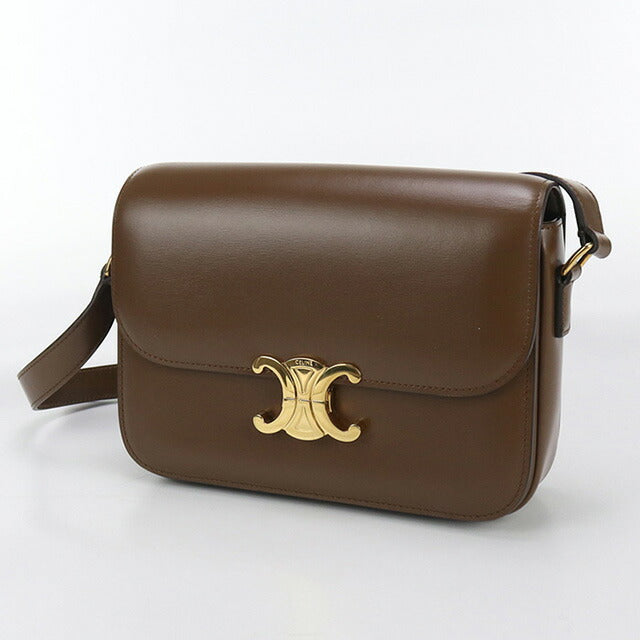 二手 Celine 斜挎单肩包 女士品牌 CELINE Triomphe 经典皮革 18736 3BF4 棕色包 USDCE99788011