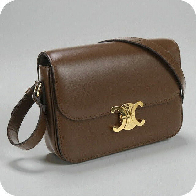 二手 Celine 斜挎单肩包 女士品牌 CELINE Triomphe 经典皮革 18736 3BF4 棕色包 USDCE99788011
