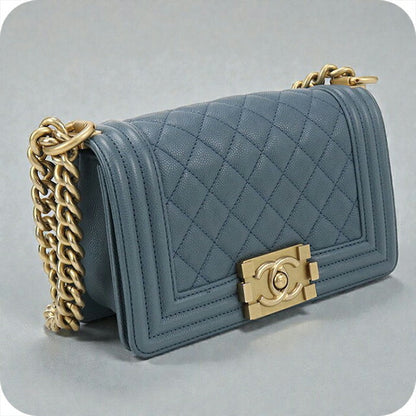 中古 シャネル ショルダーバッグ レディース ブランド CHANEL ボーイシャネル チェーン ブルー バッグ USDCH100029011