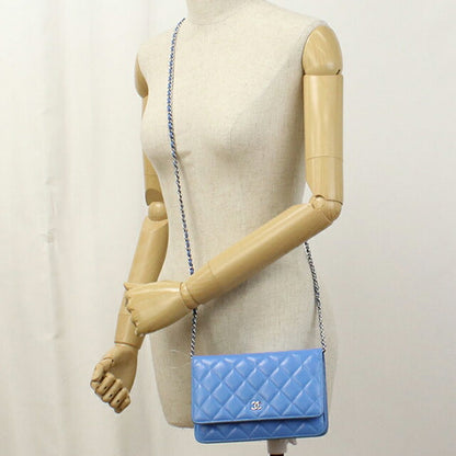 中古 シャネル チェーンウォレット レディース ブランド CHANEL マトラッセ チェーンウォレット ブルー 財布 USDCH100090011