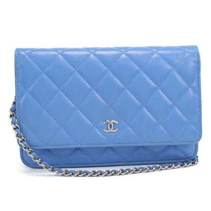 中古 シャネル チェーンウォレット レディース ブランド CHANEL マトラッセ チェーンウォレット ブルー 財布 USDCH100090011