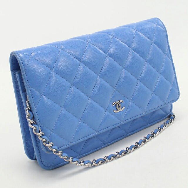 中古 シャネル チェーンウォレット レディース ブランド CHANEL マトラッセ チェーンウォレット ブルー 財布 USDCH100090011