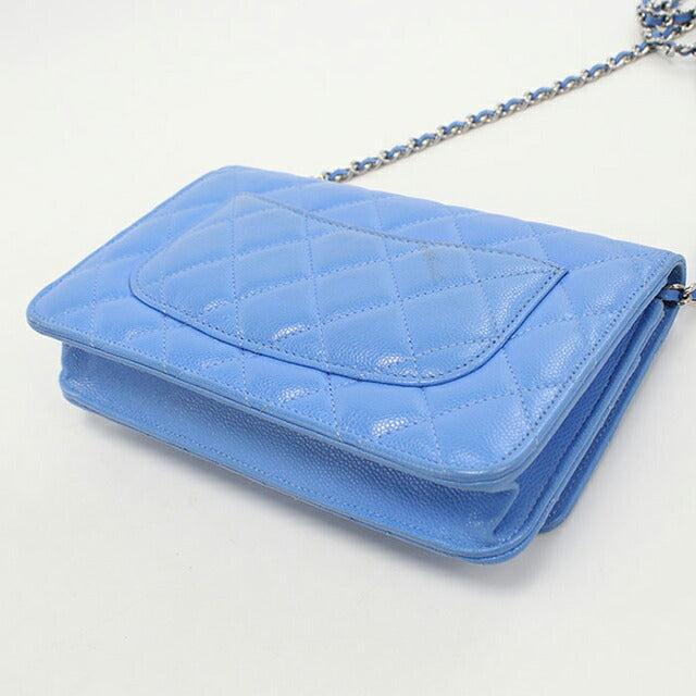 中古 シャネル チェーンウォレット レディース ブランド CHANEL マトラッセ チェーンウォレット ブルー 財布 USDCH100090011