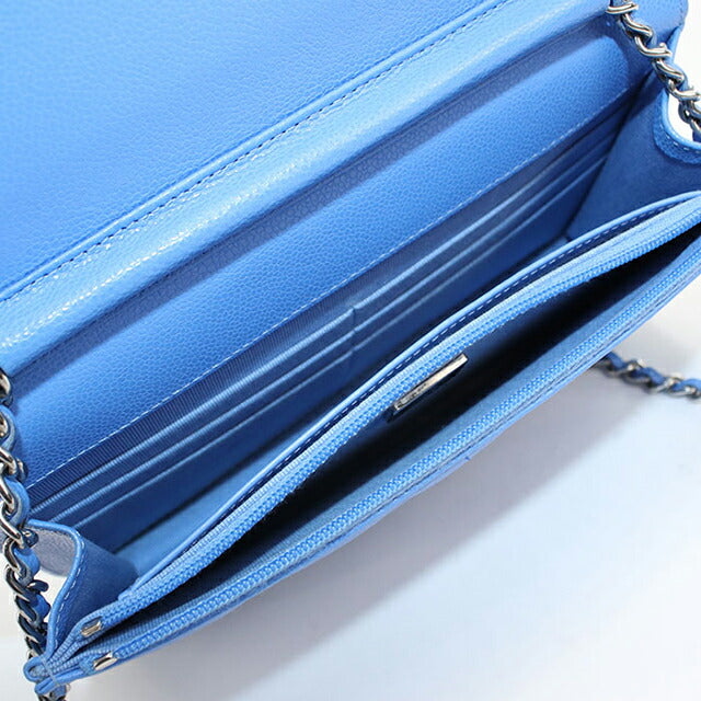 中古 シャネル チェーンウォレット レディース ブランド CHANEL マトラッセ チェーンウォレット ブルー 財布 USDCH100090011