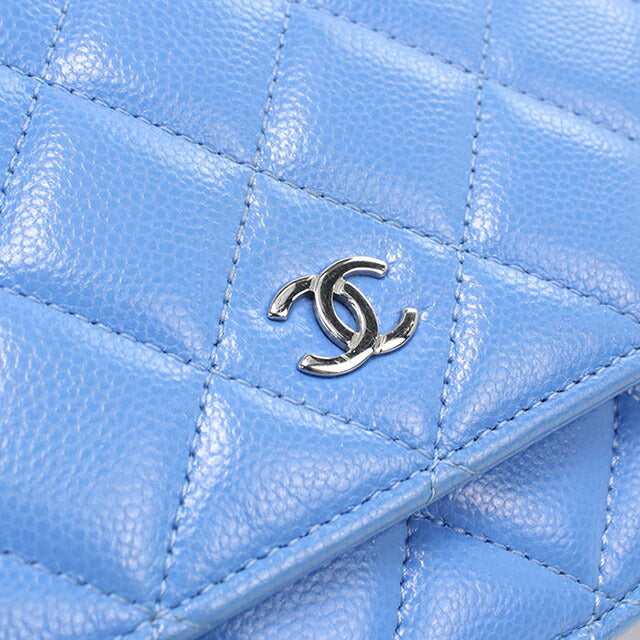 中古 シャネル チェーンウォレット レディース ブランド CHANEL マトラッセ チェーンウォレット ブルー 財布 USDCH100090011