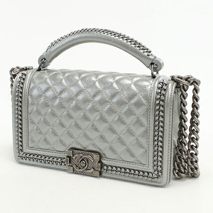 中古 シャネル ハンドバッグ レディース ブランド CHANEL ボーイシャネル 2WAYハンドバッグ レザー シルバー バッグ USDCH100375011