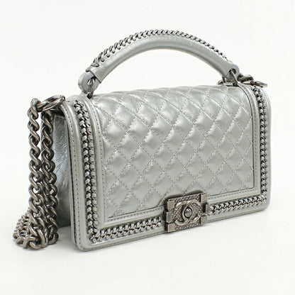 中古 シャネル ハンドバッグ レディース ブランド CHANEL ボーイシャネル 2WAYハンドバッグ レザー シルバー バッグ USDCH100375011