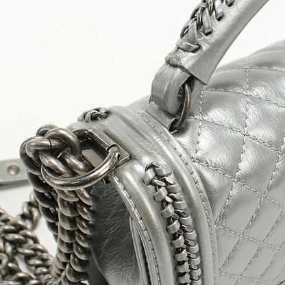 中古 シャネル ハンドバッグ レディース ブランド CHANEL ボーイシャネル 2WAYハンドバッグ レザー シルバー バッグ USDCH100375011