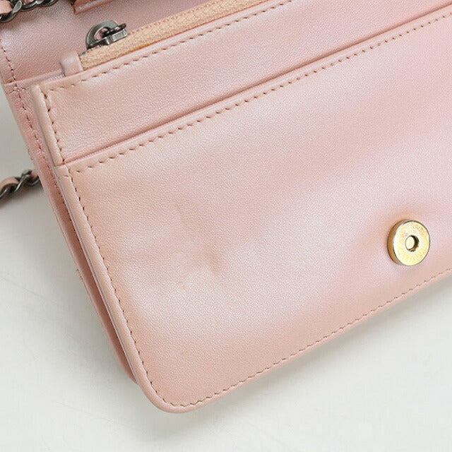 二手香奈儿链条钱包女士品牌 CHANEL 马特拉斯皮革粉色钱包 USDCH100471011