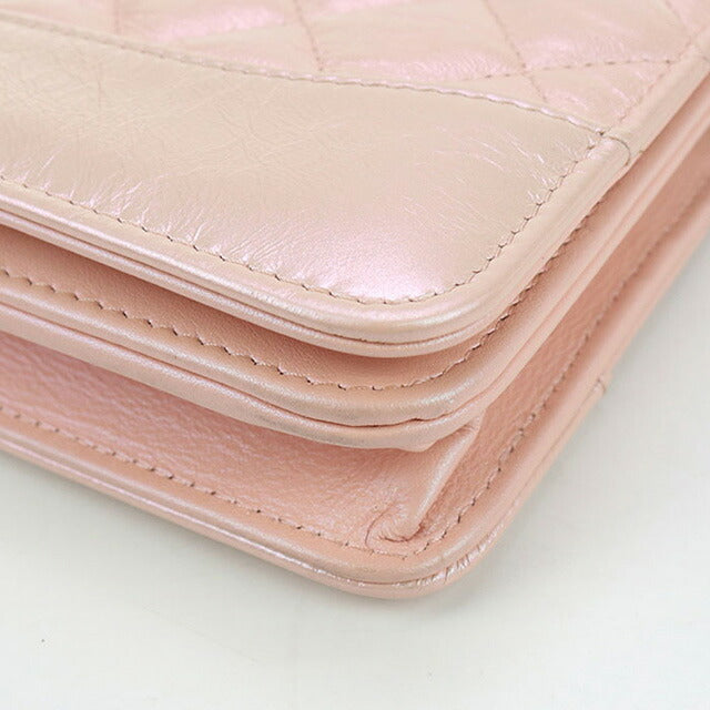 二手香奈儿链条钱包女士品牌 CHANEL 马特拉斯皮革粉色钱包 USDCH100471011