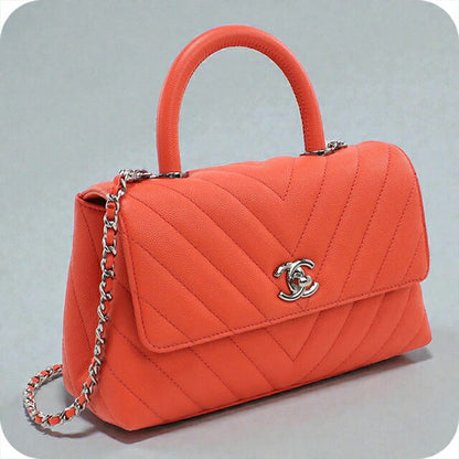 中古 シャネル ハンドバッグ レディース ブランド CHANEL シェブロン 2WAY オレンジ バッグ USDCH100544011