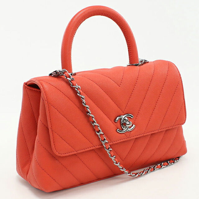 中古 シャネル ハンドバッグ レディース ブランド CHANEL シェブロン 2WAY オレンジ バッグ USDCH100544011
