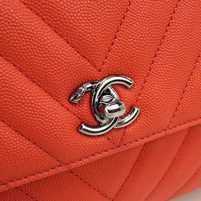 中古 シャネル ハンドバッグ レディース ブランド CHANEL シェブロン 2WAY オレンジ バッグ USDCH100544011