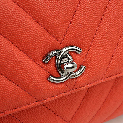 中古 シャネル ハンドバッグ レディース ブランド CHANEL シェブロン 2WAY オレンジ バッグ USDCH100544011