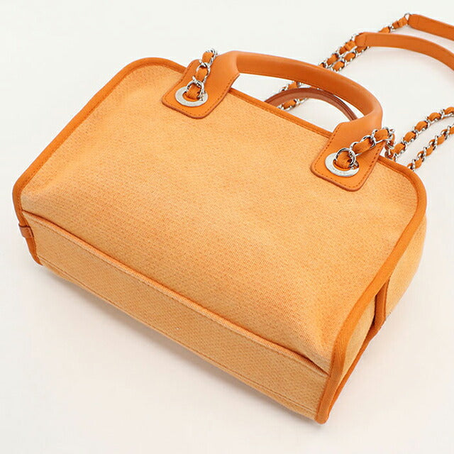 Used CHANEL handbag ladies brand CHANEL Deauville bowling bag 2WAY orange bag USDCH100548011
