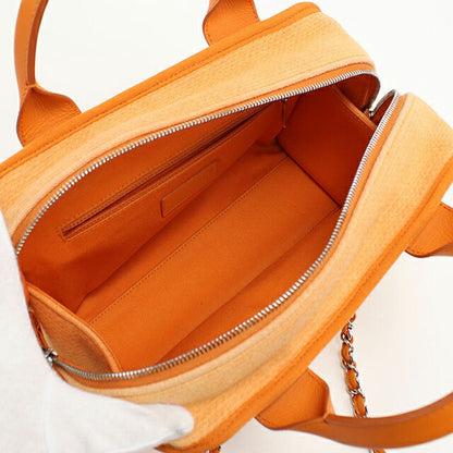 Used CHANEL handbag ladies brand CHANEL Deauville bowling bag 2WAY orange bag USDCH100548011