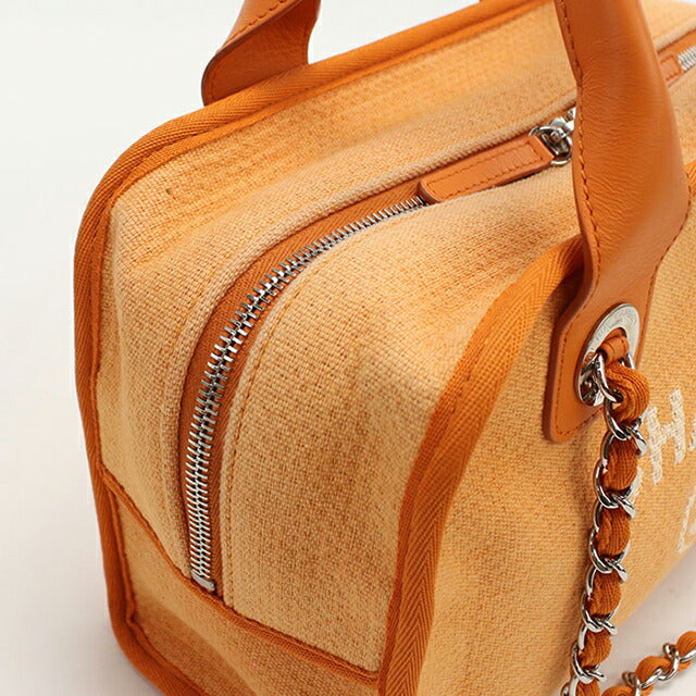 Used CHANEL handbag ladies brand CHANEL Deauville bowling bag 2WAY orange bag USDCH100548011