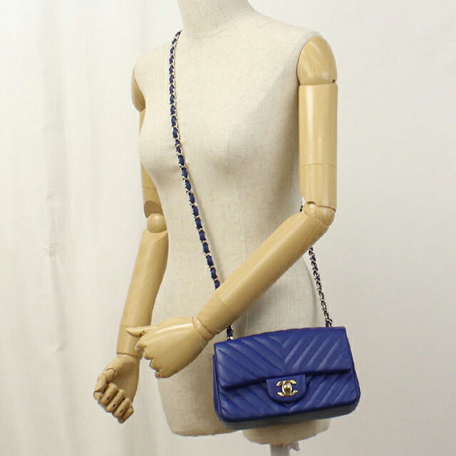 Used CHANEL shoulder bag ladies brand CHANEL chevron chain blue bag USDCH100556011