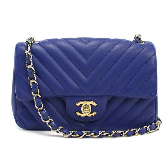 Used CHANEL shoulder bag ladies brand CHANEL chevron chain blue bag USDCH100556011