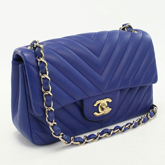 Used CHANEL shoulder bag ladies brand CHANEL chevron chain blue bag USDCH100556011