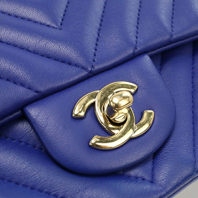 Used CHANEL shoulder bag ladies brand CHANEL chevron chain blue bag USDCH100556011