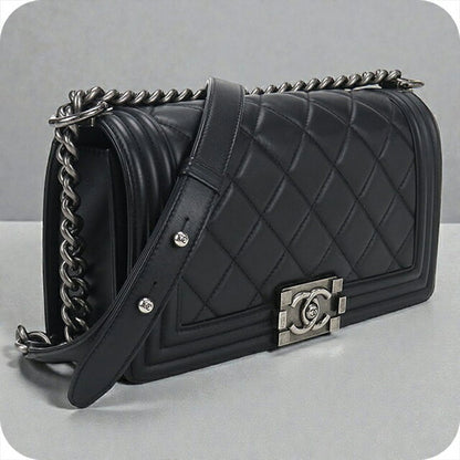 中古 シャネル 斜め掛け ショルダーバッグ レディース ブランド CHANEL ボーイシャネル チェーンショルダーバッグ A67086 ブラック USDCH100562011