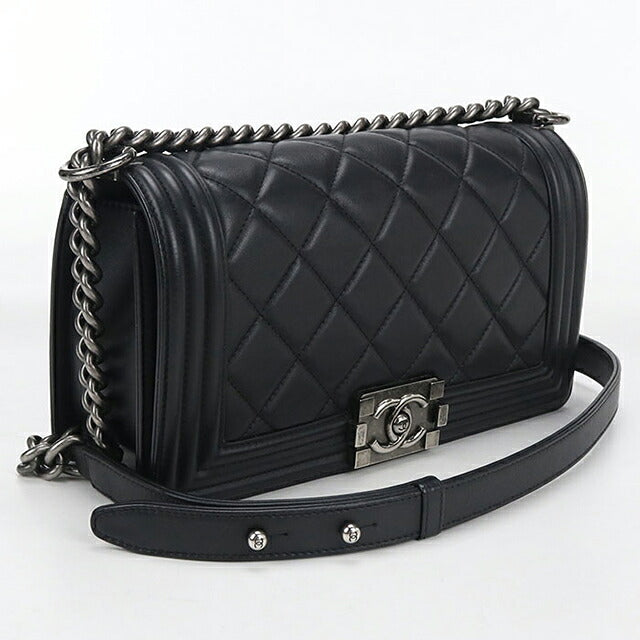 中古 シャネル 斜め掛け ショルダーバッグ レディース ブランド CHANEL ボーイシャネル チェーンショルダーバッグ A67086 ブラック USDCH100562011