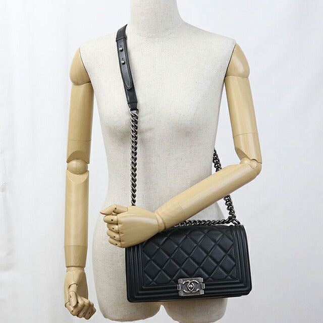 中古 シャネル 斜め掛け ショルダーバッグ レディース ブランド CHANEL ボーイシャネル チェーンショルダーバッグ A67086 ブラック USDCH100562011