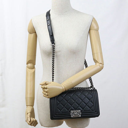 中古 シャネル 斜め掛け ショルダーバッグ レディース ブランド CHANEL ボーイシャネル チェーンショルダーバッグ A67086 ブラック USDCH100562011