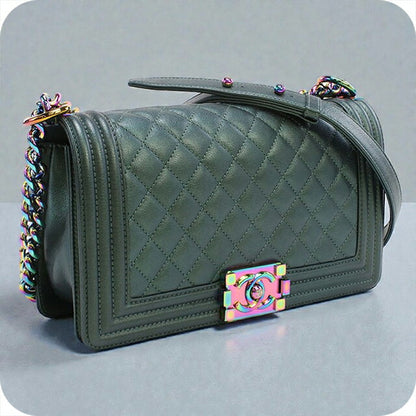 中古 シャネル ショルダーバッグ レディース ブランド CHANEL ボーイシャネル チェーンショルダーバッグ レザー A67086 グリーン バッグ USDCH100566011