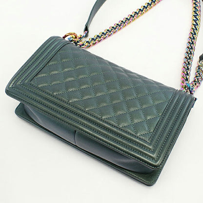 中古 シャネル ショルダーバッグ レディース ブランド CHANEL ボーイシャネル チェーンショルダーバッグ レザー A67086 グリーン バッグ USDCH100566011