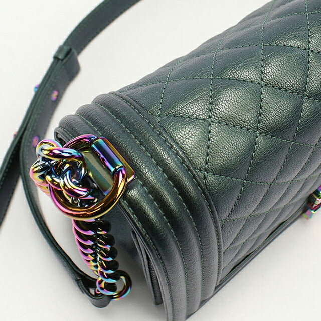 中古 シャネル ショルダーバッグ レディース ブランド CHANEL ボーイシャネル チェーンショルダーバッグ レザー A67086 グリーン バッグ USDCH100566011