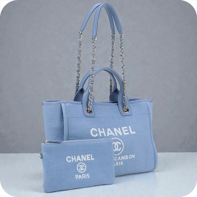 二手 CHANEL 手提包女士品牌 CHANEL Deauville 2WAY AS3257 蓝色包 USDCH100587011