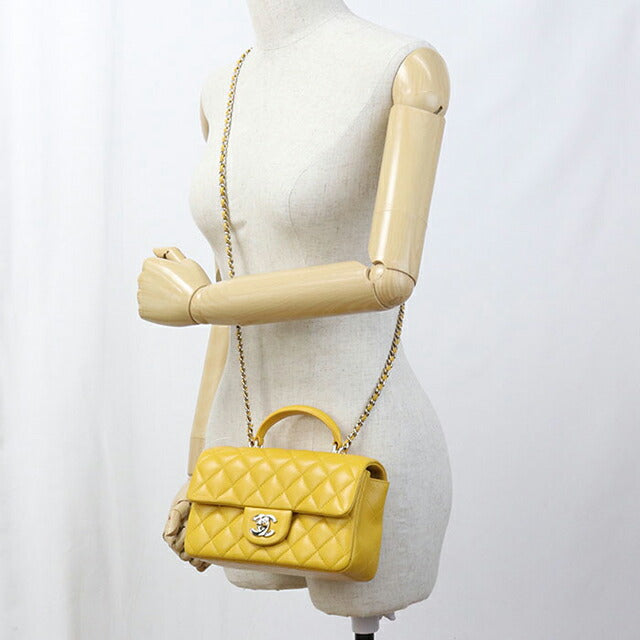 二手 CHANEL 手提包 女士品牌 CHANEL Matelasse 2WAY 黄色包 USDCH100758011