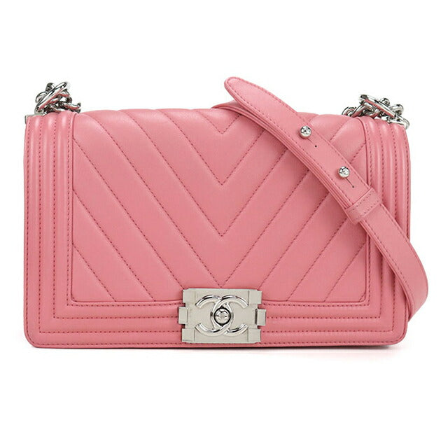 中古 シャネル ショルダーバッグ レディース ブランド CHANEL ボーイシャネル チェーン A67086 ピンク バッグ USDCH101010011