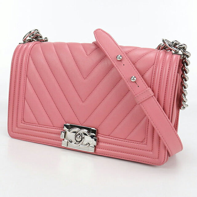 中古 シャネル ショルダーバッグ レディース ブランド CHANEL ボーイシャネル チェーン A67086 ピンク バッグ USDCH101010011