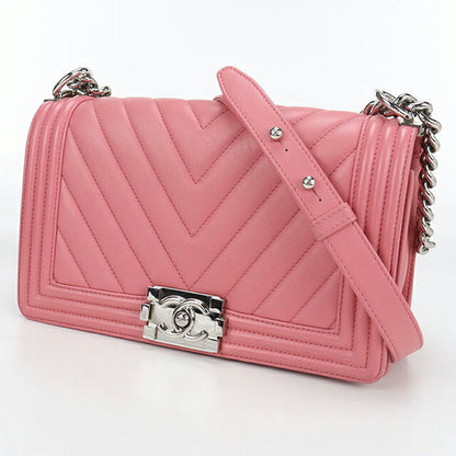 中古 シャネル ショルダーバッグ レディース ブランド CHANEL ボーイシャネル チェーン A67086 ピンク バッグ USDCH101010011