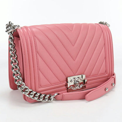 中古 シャネル ショルダーバッグ レディース ブランド CHANEL ボーイシャネル チェーン A67086 ピンク バッグ USDCH101010011