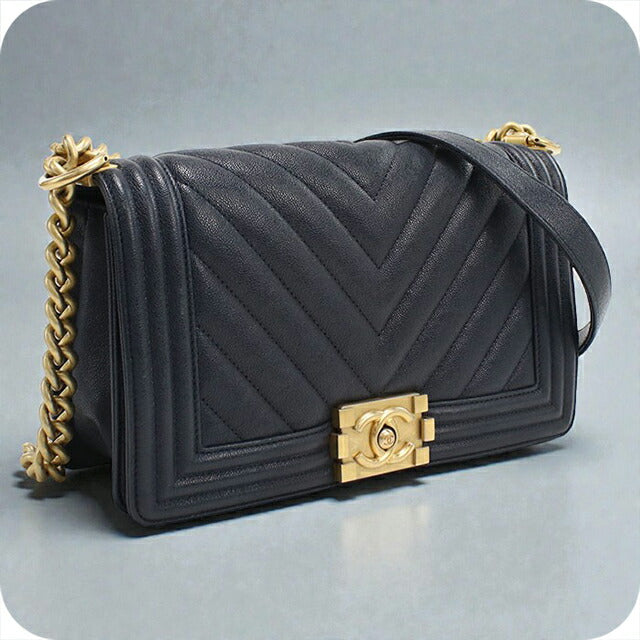 中古 シャネル ショルダーバッグ レディース ブランド CHANEL ボーイシャネル チェーンショルダーバッグ A67086 ネイビー バッグ USDCH101206011