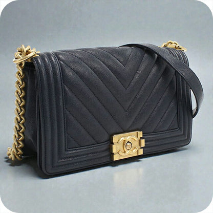 中古 シャネル ショルダーバッグ レディース ブランド CHANEL ボーイシャネル チェーンショルダーバッグ A67086 ネイビー バッグ USDCH101206011