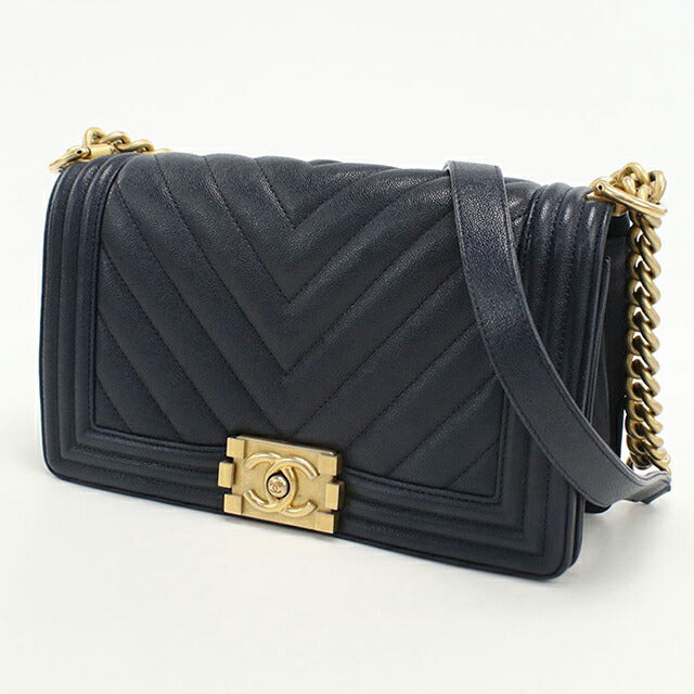 中古 シャネル ショルダーバッグ レディース ブランド CHANEL ボーイシャネル チェーンショルダーバッグ A67086 ネイビー バッグ USDCH101206011